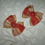 Dark Coral And Gold Plaid S..
