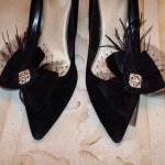 Black Bow Shoe Clips, Black..