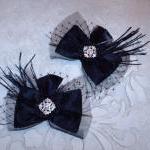 Black Bow Shoe Clips, Black..