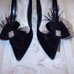 Black Bow Shoe Clips, Black..