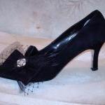 Black Bow Shoe Clips, Black..