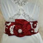 Red Bridal Sash - Beaded Sa..