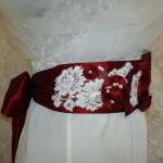 Red Bridal Sash - Beaded Sa..