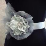 Silver Bridal Sash Tulle, O..