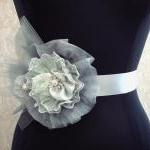 Silver Bridal Sash Tulle, O..