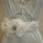Ivory Floral Bridal Sash, V..
