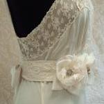 Ivory Floral Bridal Sash, V..