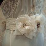 Ivory Floral Bridal Sash, V..