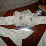 Ivory Floral Bridal Sash, V..