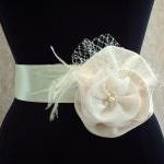 Feather Bridal Sash, Flora..