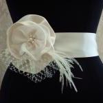 Feather Bridal Sash, Floral..