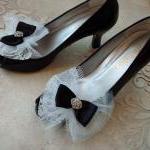 Glam Black Bow Shoe Clips /..