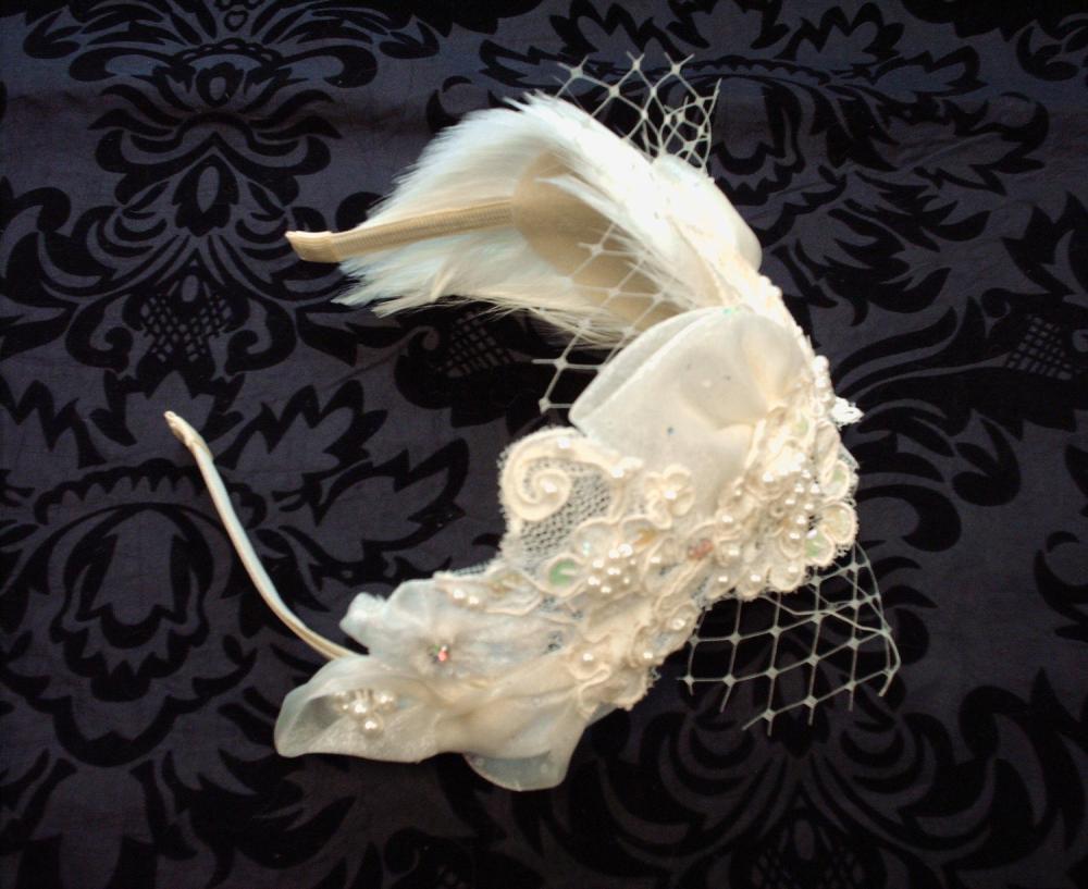  Swan Lake Bridal Feather Headband, Bridal Feather Hair Accessories, Dance, Costume, Ballerina