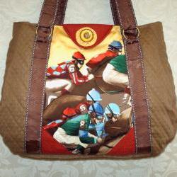 Equestrian Tote, Race Horse, Jockey, Silks, Preakness Stakes, Vintage Jockey Silk Tie, Carolynn Redwine Geer