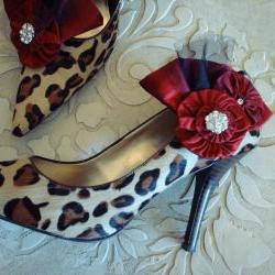Glam Ruby Red And Black Shoe Clips