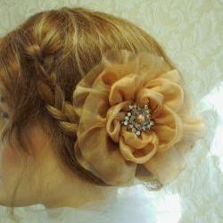 Organza Flower Hair Clip, Bridal Accessories, Weddings, Bridesmaids, Bride