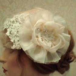 Champagne Hair Flower Hair Clip / Bridal Accessories, Bridesmaids, Weddings